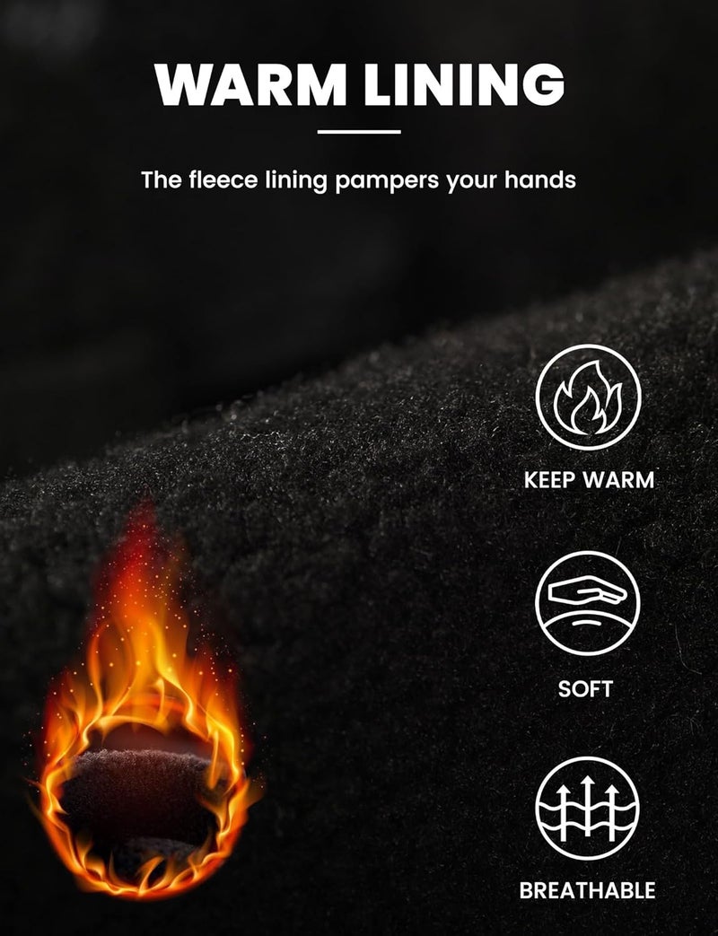 AURUZA Cycling Gloves for Men Winter Cold Weather, Five Fingers Touch Screen Winter Gloves for Men, Waterproof Anti-Slip Warm Gloves Liners for Cycling Biking Walking Sporting Driving - Image 4